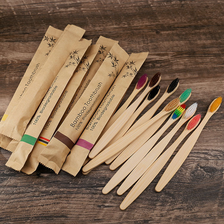 10Pcs Colorful Bamboo Toothbrush Set – Eco-Friendly Oral Care