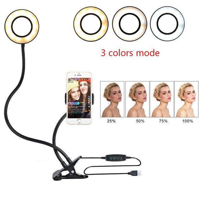 LED Selfie Ring Light with Adjustable Stand – Makeup & Live Video Lighting (8cm)