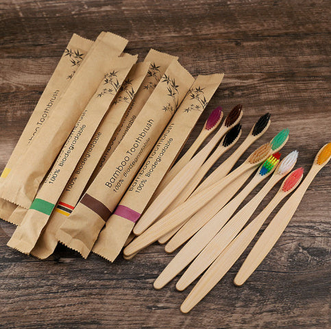 10Pcs Colorful Bamboo Toothbrush Set – Eco-Friendly Oral Care