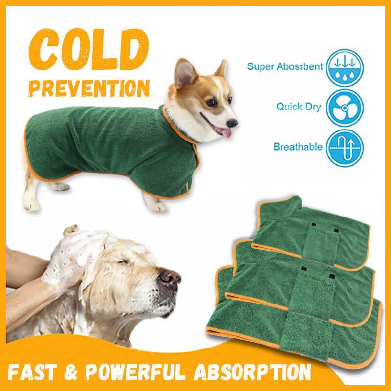 Absorbent Pet Bathrobe | Quick-Dry Microfiber Towel Robe for Dogs & Cats