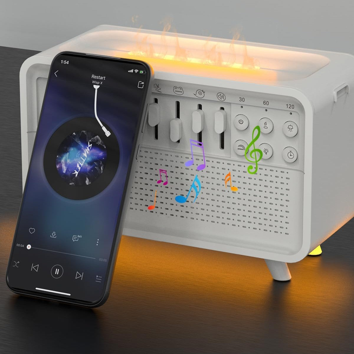 3-in-1 Bluetooth Speaker, White Noise Sleep Lamp & Humidifier – Relaxing Night Light with Nature Sounds