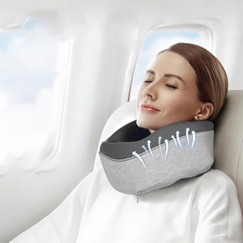 U-Shaped Memory Foam Travel Neck Pillow – Ergonomic Cushion for Airplane, Car & Office Naps