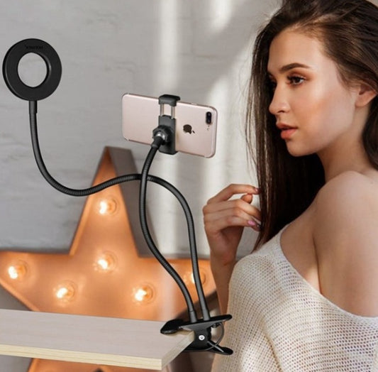 LED Selfie Ring Light with Adjustable Stand – Makeup & Live Video Lighting (8cm)