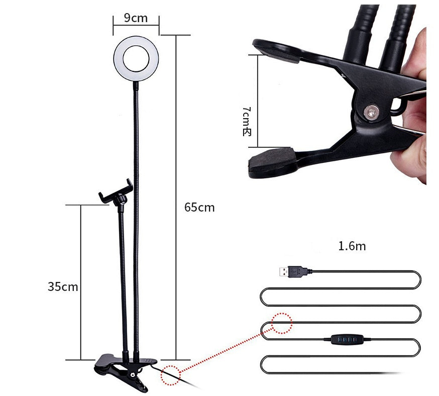 LED Selfie Ring Light with Adjustable Stand – Makeup & Live Video Lighting (8cm)