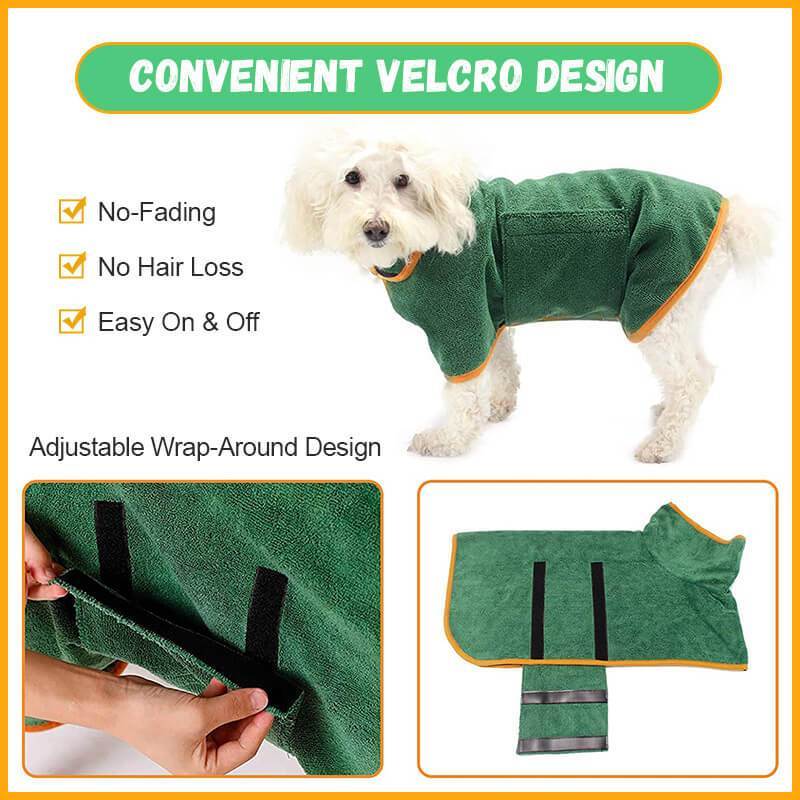 Absorbent Pet Bathrobe | Quick-Dry Microfiber Towel Robe for Dogs & Cats