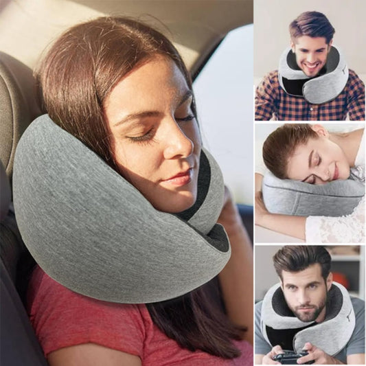 U-Shaped Memory Foam Travel Neck Pillow – Ergonomic Cushion for Airplane, Car & Office Naps