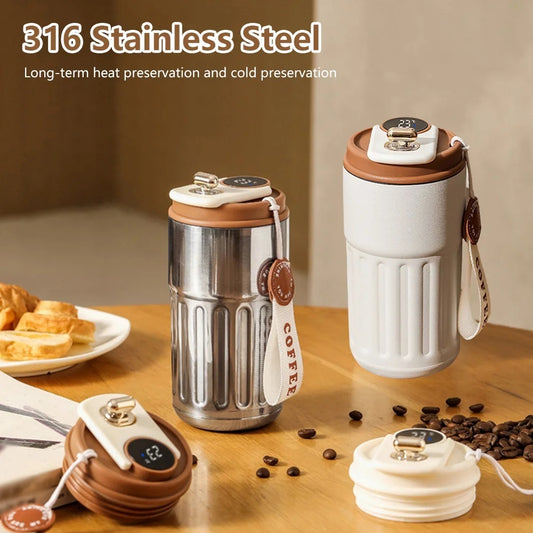 Smart Digital Thermal Bottle – 450ml Stainless Steel Insulated Coffee Mug & Water Flask