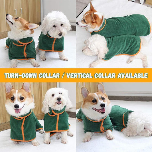 Absorbent Pet Bathrobe | Quick-Dry Microfiber Towel Robe for Dogs & Cats