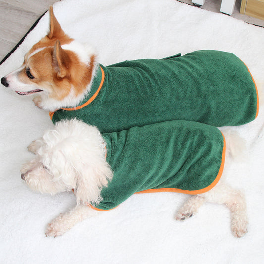 Absorbent Pet Bathrobe | Quick-Dry Microfiber Towel Robe for Dogs & Cats